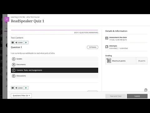 Blackboard Ultra and the ReadSpeaker Integration