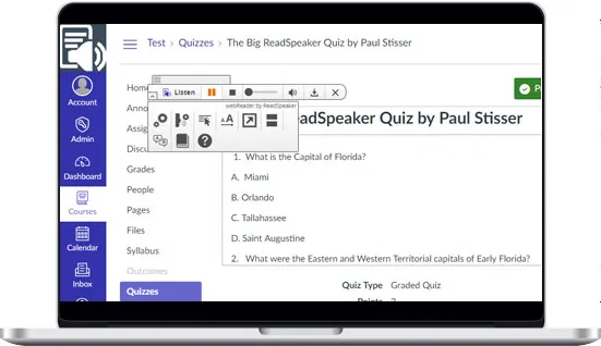 Laptop screen displaying an online quiz interface.