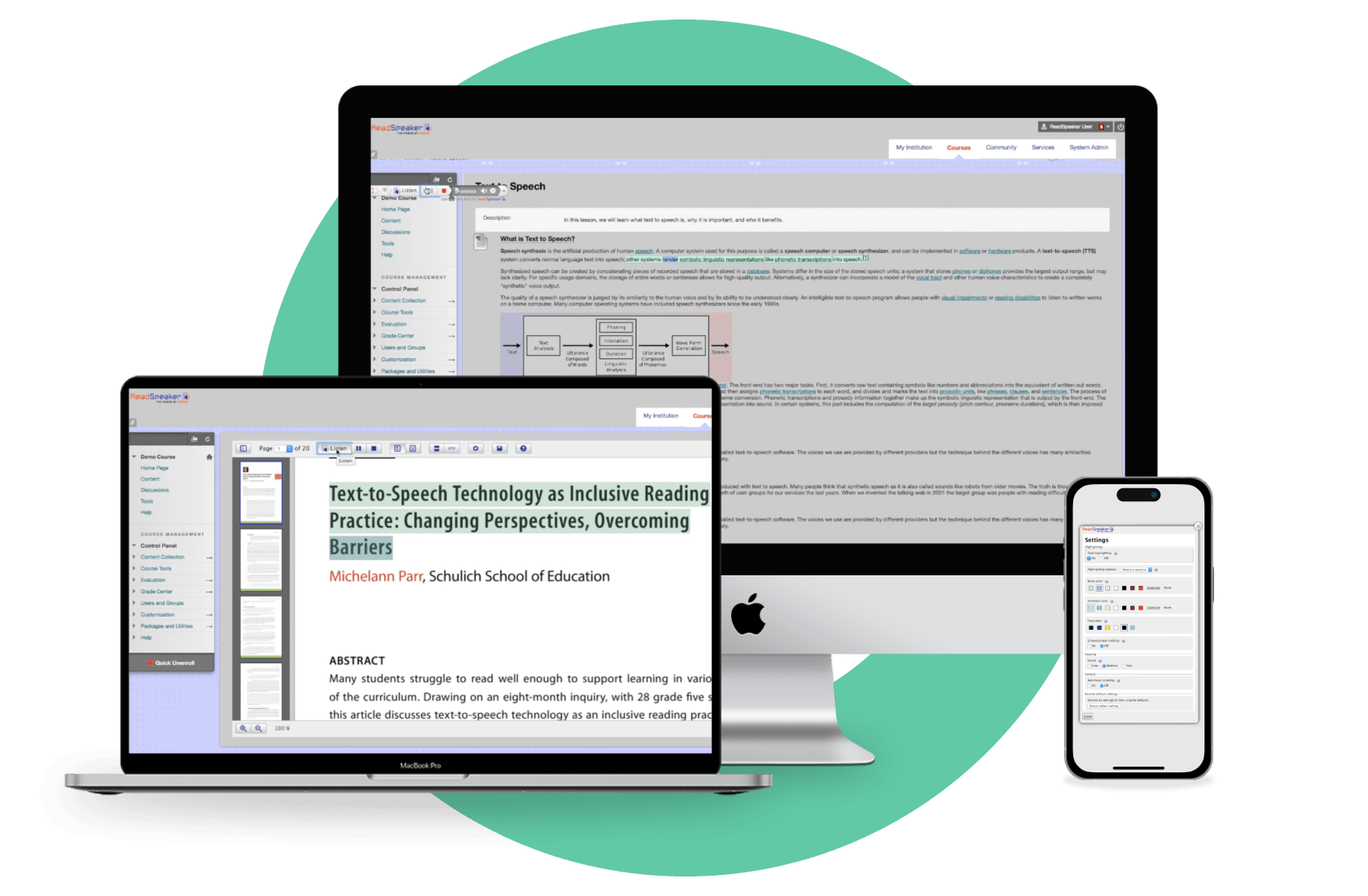 Devices displaying text-to-speech technology for inclusive reading practices.