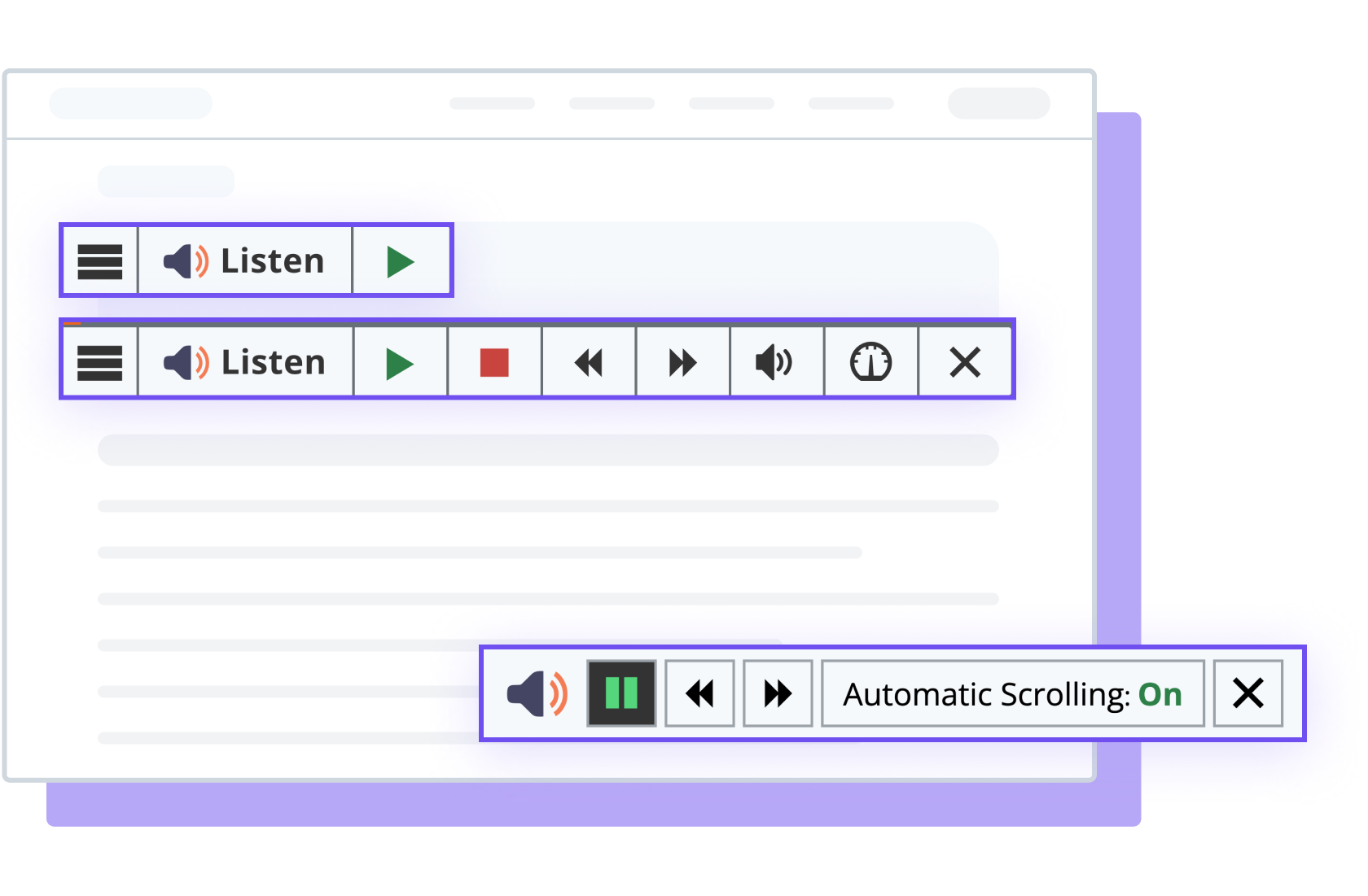 ReadSpeaker webReader tool illustrations with auto-scroll activated.
