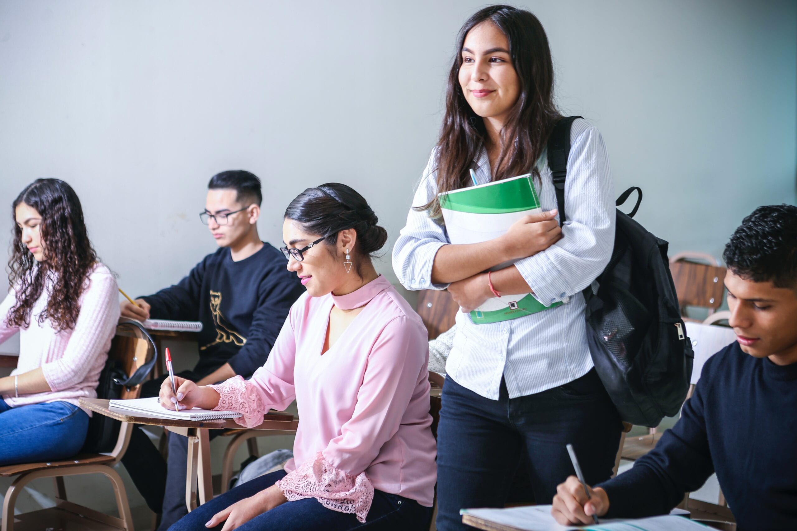 Students working in a classroom