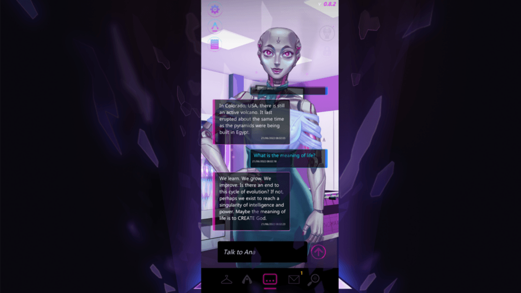 A character from a video game talks to the gamer.