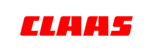 CLAAS-Schriftzug in fetten roten GroÃŸbuchstaben