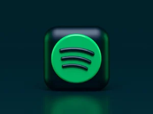3d illustration of a black and green icon for the music streaming service spotify.